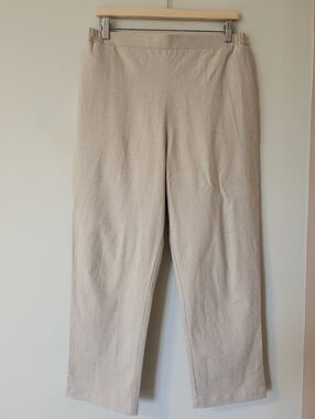 Sattva By Sarah Linen Blend Straight Leg Pants Beige Neutral Canada Slow Large